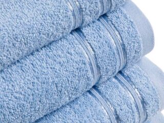 Terry towel/bath towel blue with double stripe by Stofex.