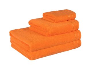 Terry towel/bath towel orange with double stripe by Stofex.