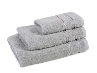 Terry towel/bath towel grey with double stripe by Stofex.