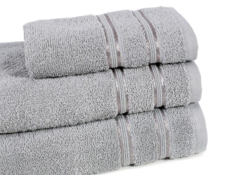 Terry towel/bath towel grey with double stripe by Stofex.