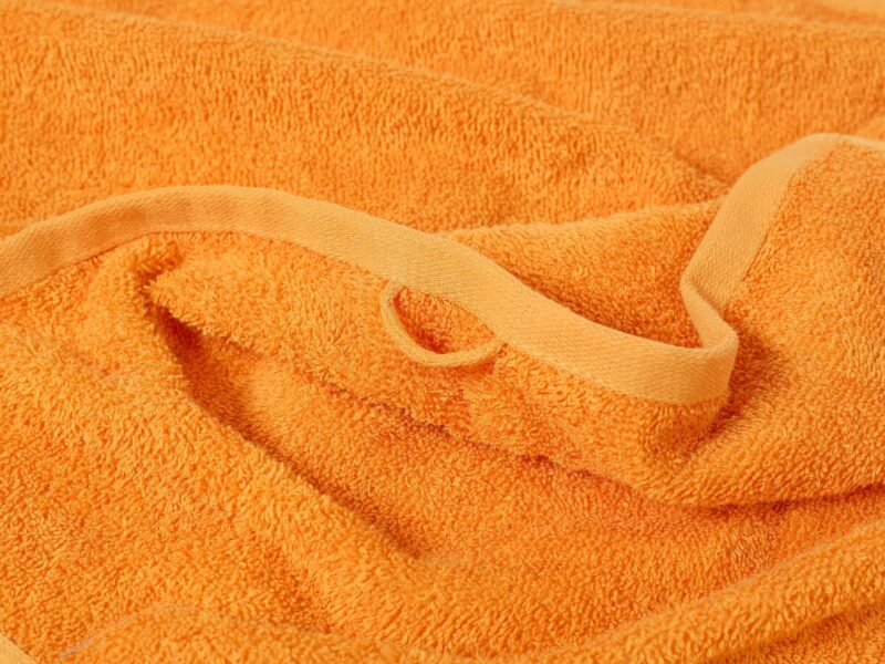 Terry towel/bath towel orange-brown with double stripe by Stofex.