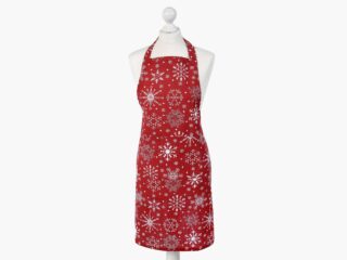 Kitchen apron Terra snowflakes in red color by Stofex