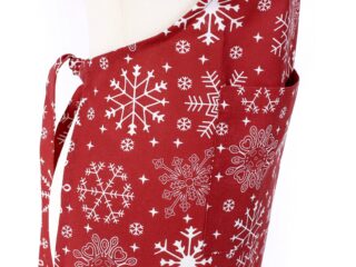 Kitchen apron Terra snowflakes in red color by Stofex