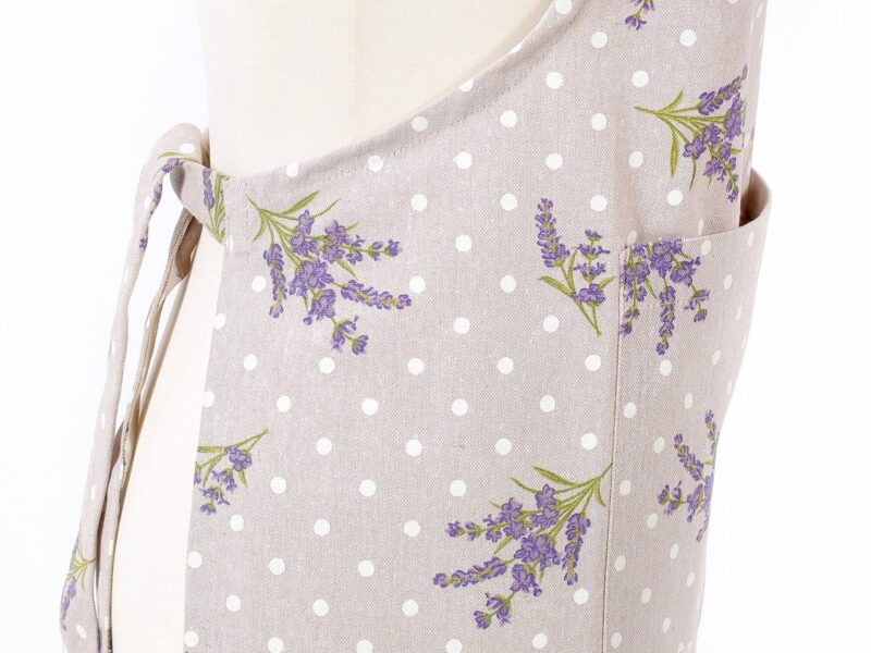 Kitchen apron Terra - lavenders on greige by Stofex.