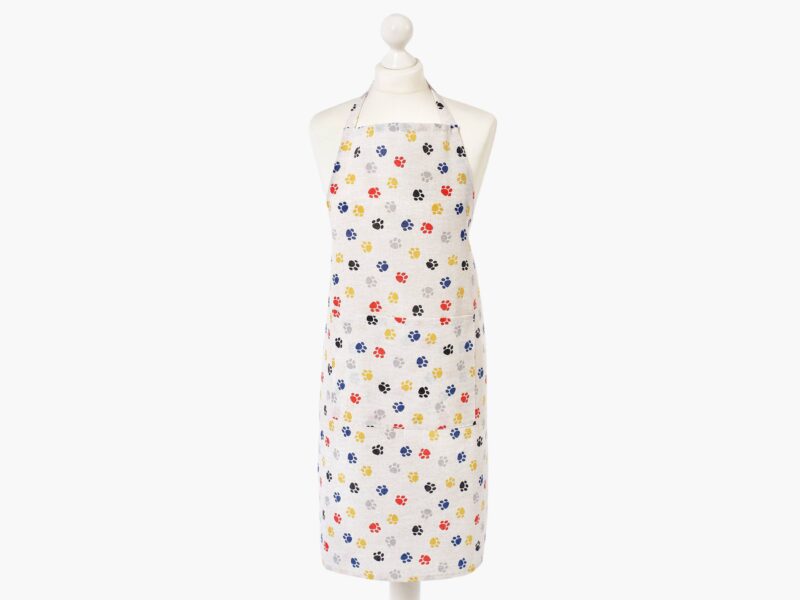 Kitchen apron Loneta - colourful paws by Stofex.