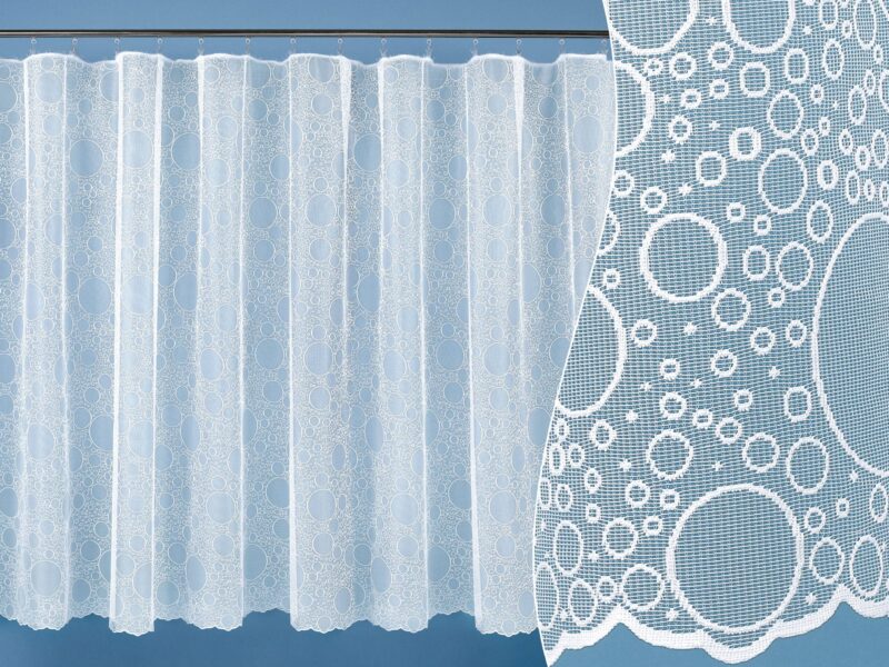 Jacquard sheer curtain with bubbles pattern 6975 by Stofex.