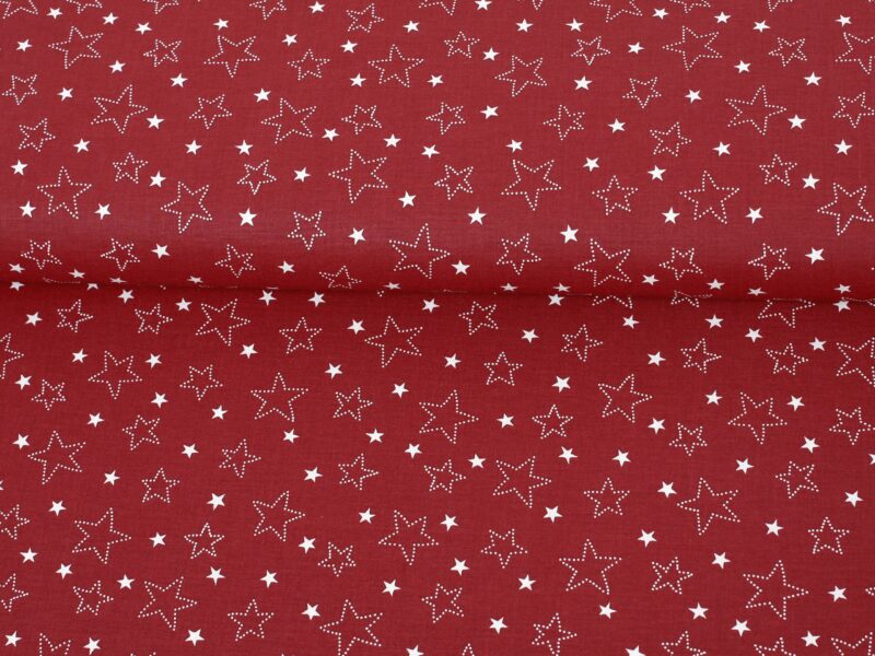 Christmas Cotton fabric stars on red by Stofex.