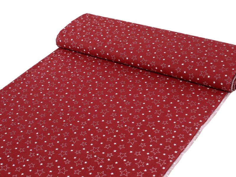 Christmas Cotton fabric stars on red by Stofex.