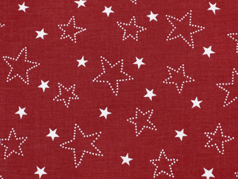 Christmas Cotton fabric stars on red by Stofex.