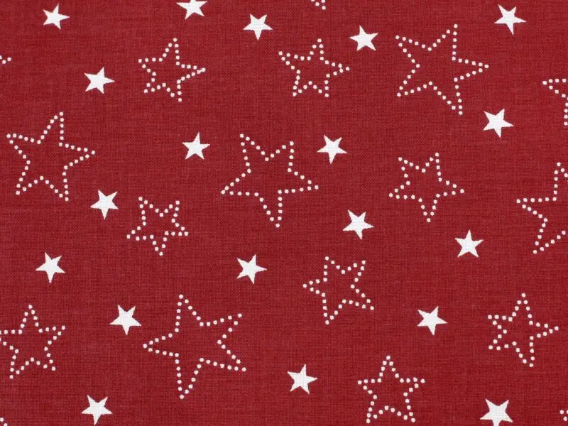 Christmas Cotton fabric stars on red by Stofex.