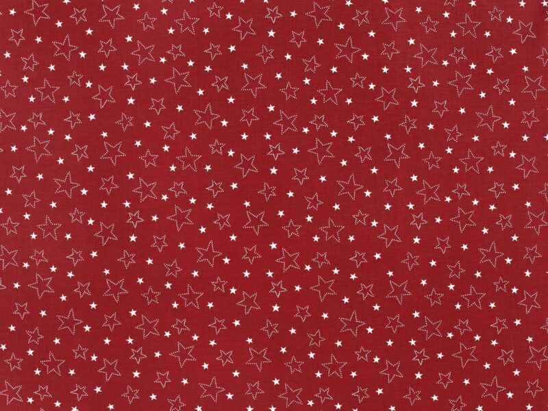 Christmas Cotton fabric stars on red by Stofex.