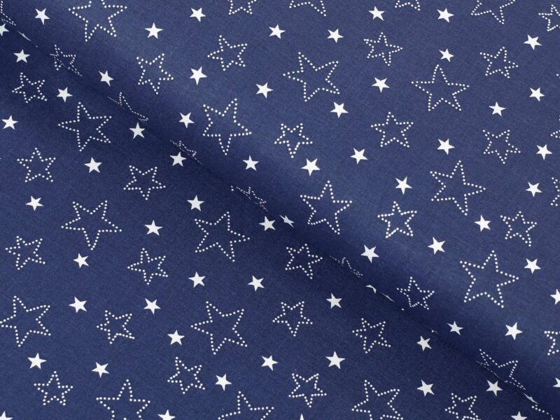 Christmas Cotton fabric stars on blue by Stofex.