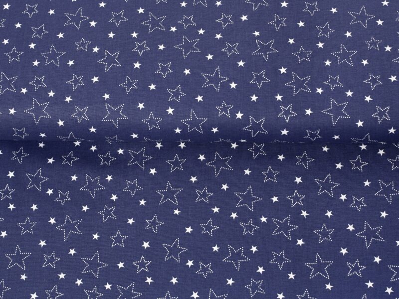 Christmas Cotton fabric stars on blue by Stofex.