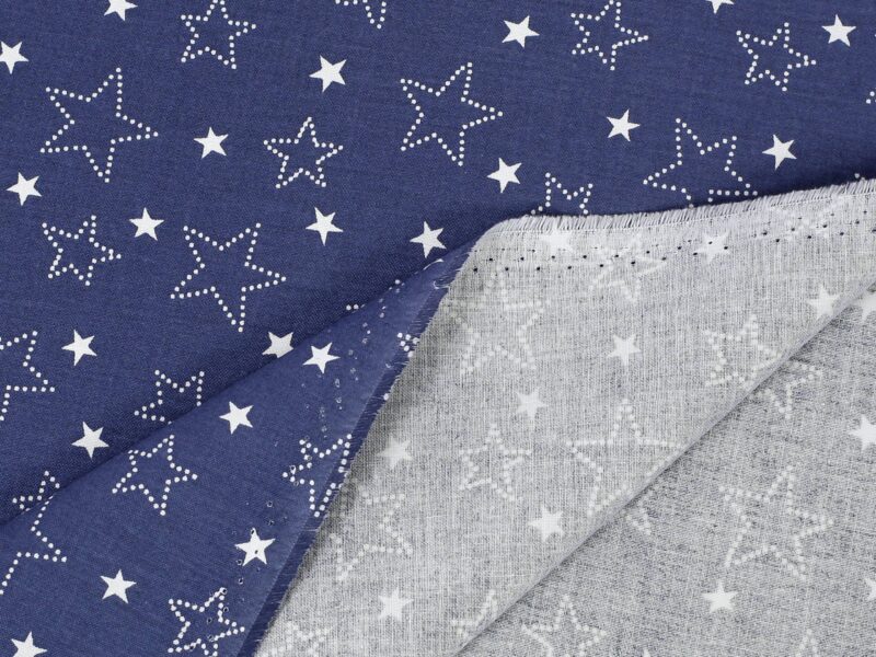 Christmas Cotton fabric stars on blue by Stofex.