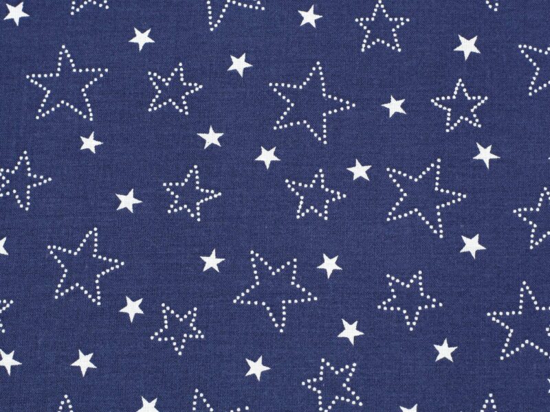 Christmas Cotton fabric stars on blue by Stofex.