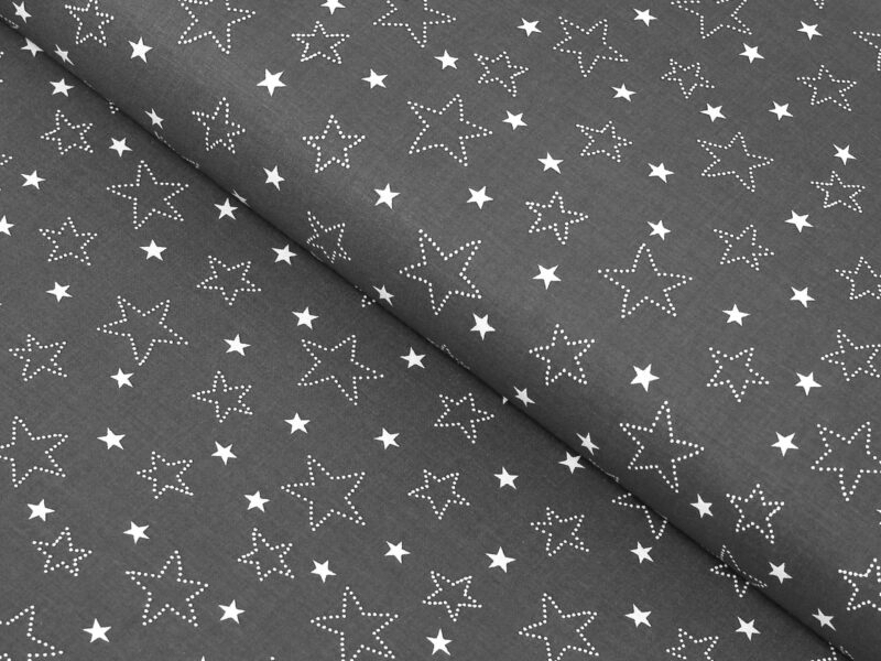 Christmas Cotton fabric stars on grey by Stofex.