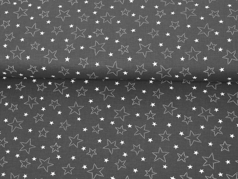 Christmas Cotton fabric stars on grey by Stofex.