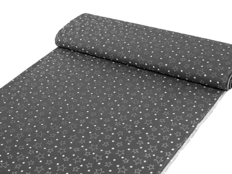 Christmas Cotton fabric stars on grey by Stofex.