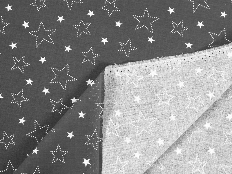 Christmas Cotton fabric stars on grey by Stofex.