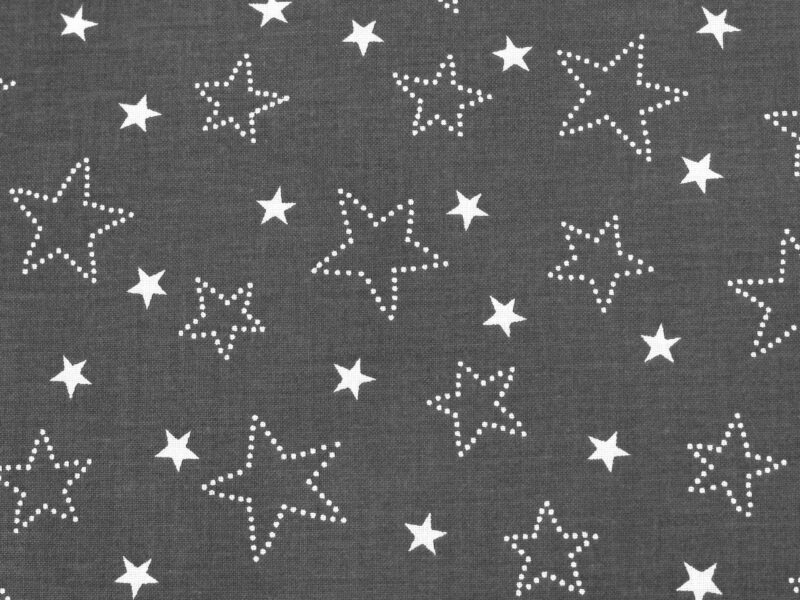 Christmas Cotton fabric stars on grey by Stofex.