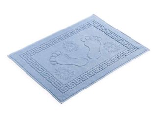 Bathroom terry rug light blue 50x70 cm with Legs pattern by Stofex.