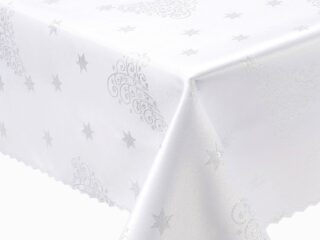 Christmas square Teflon tablecloth silver tree by Stofex.