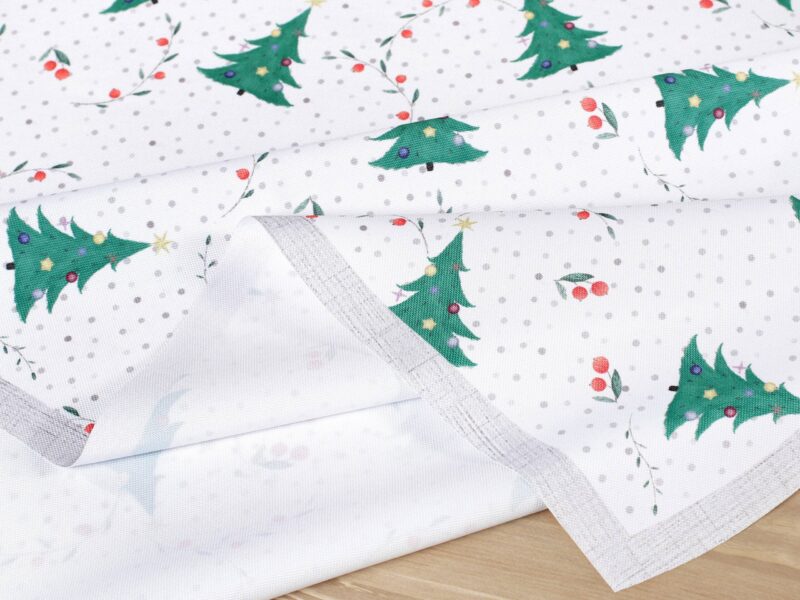 Christmas square Teflon tablecloth Christmas trees by Stofex.