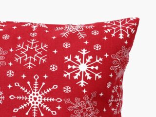 Christmas cotton pillowcase snowflakes on red by Stofex.