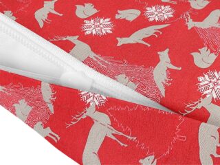 Christmas LONETA pillowcase forest animals on red by Stofex.