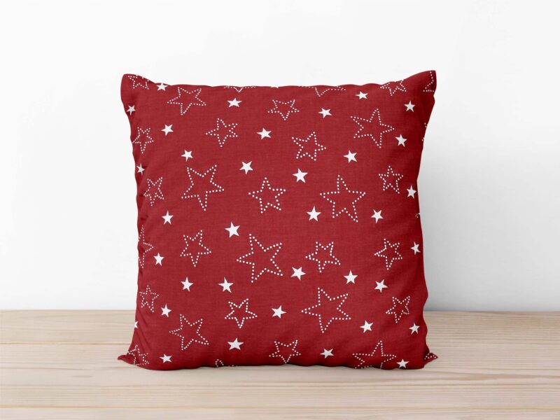 Christmas cotton pillowcase stars on red by Stofex.