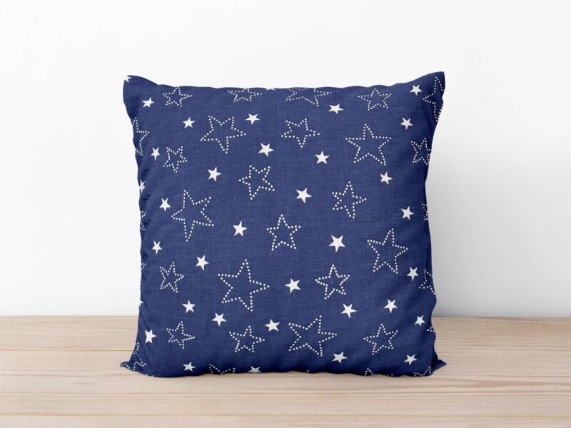 Christmas cotton pillowcase stars on blue by Stofex.