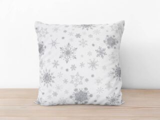 Christmas cotton pillowcase silver snowflakes on white by Stofex.