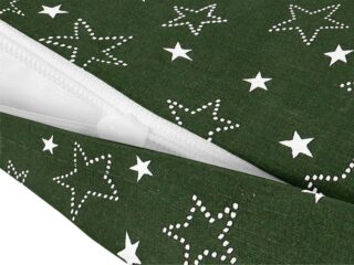 Christmas cotton pillowcase stars on green by Stofex.