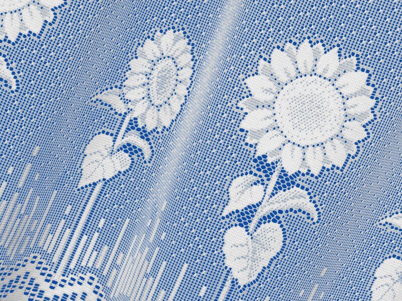 Decorative sheer curtain with sunflowers - 3826 by Stofex.