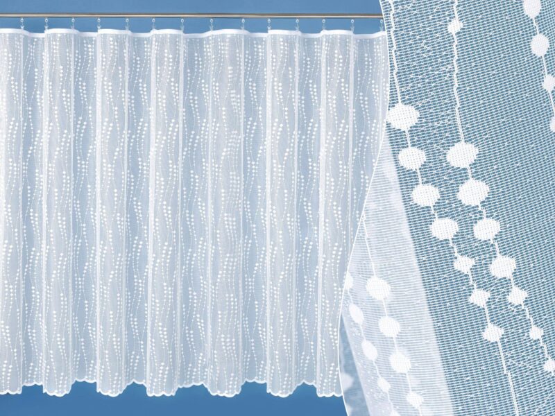 Jacquard sheer curtain with beads pattern 10623 by Stofex.