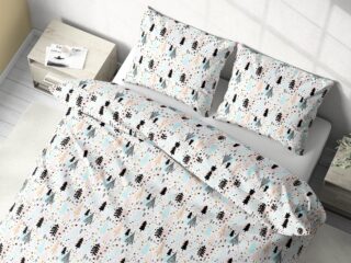 Christmas cotton bed linen blue and pink trees by Stofex.