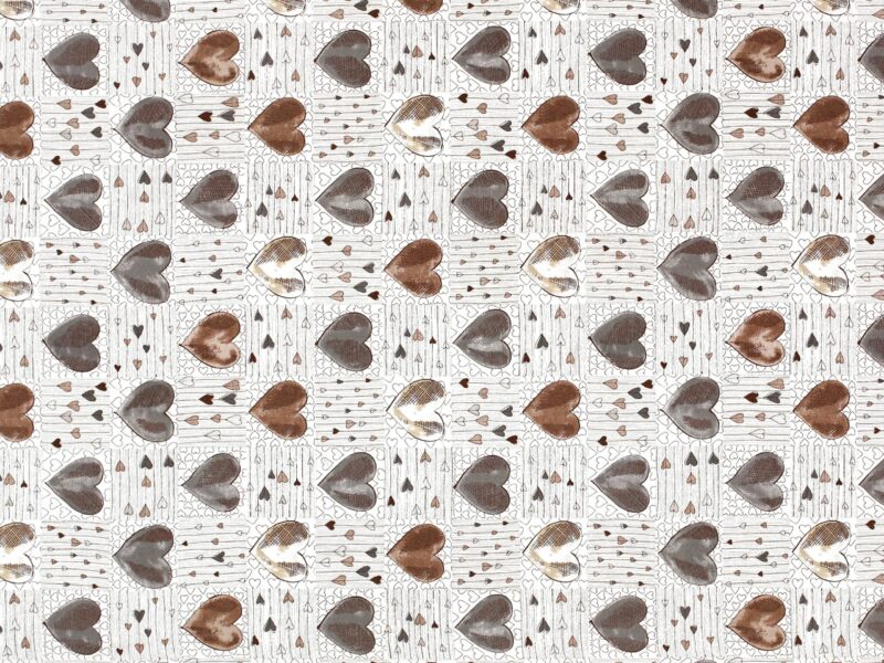 Cotton fabric brown heart by Stofex.