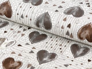 Cotton fabric brown heart by Stofex.