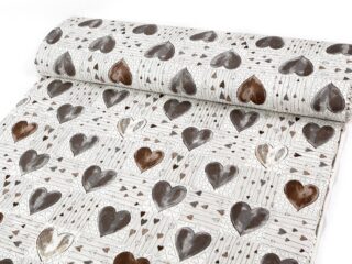 Cotton fabric brown heart by Stofex.