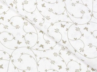 100% Cotton fabric flowers on white by Stofex.