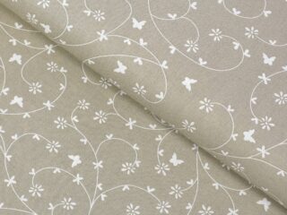 100% Cotton fabric flowers on beige by Stofex.