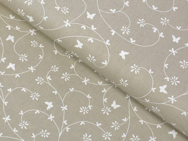 100% Cotton fabric flowers on beige by Stofex.