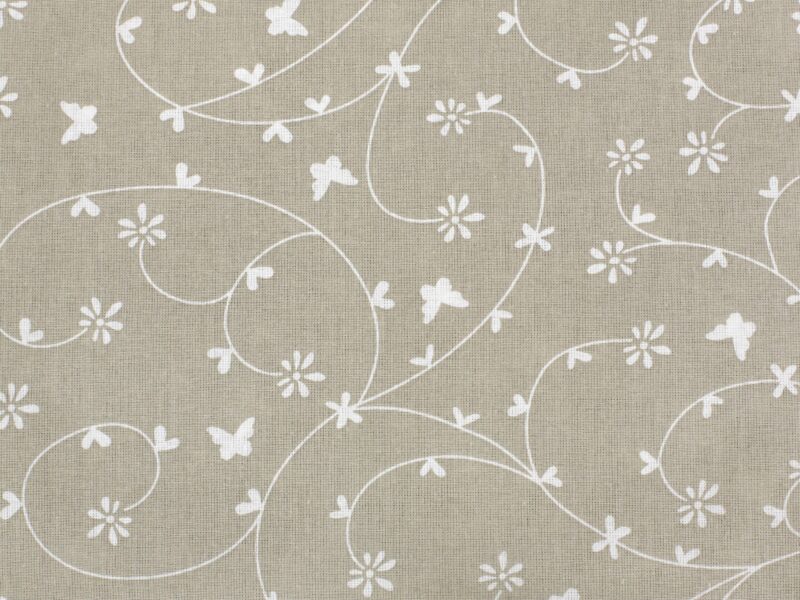 100% Cotton fabric flowers on beige by Stofex.