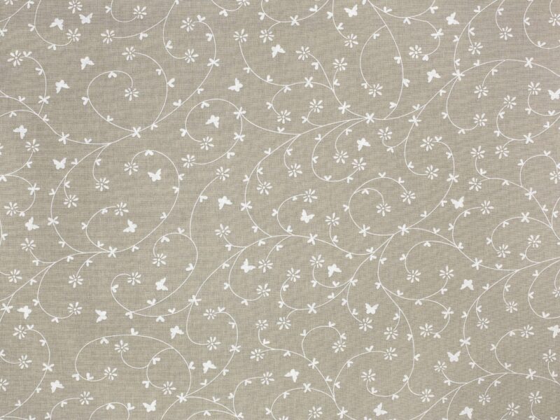 100% Cotton fabric flowers on beige by Stofex.