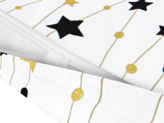 Christmas cotton pillowcase gold and black stars on white by Stofex.