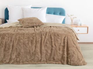 Jacquard blanket leaves brown 150x200 cm by Stofex.