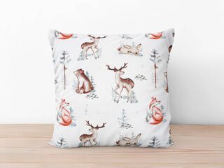 Christmas cotton pillowcase deer on white by Stofex.