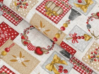 Christmas fabric LONETA Christmas with a bell width 140 cm by Stofex.