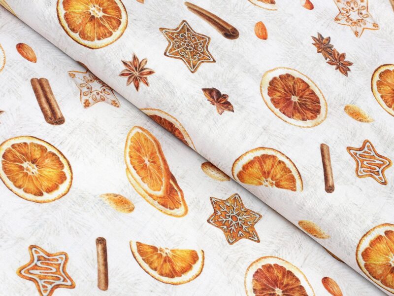 Decorative fabric LONETA orange and cinnamon width 140 cm by Stofex.