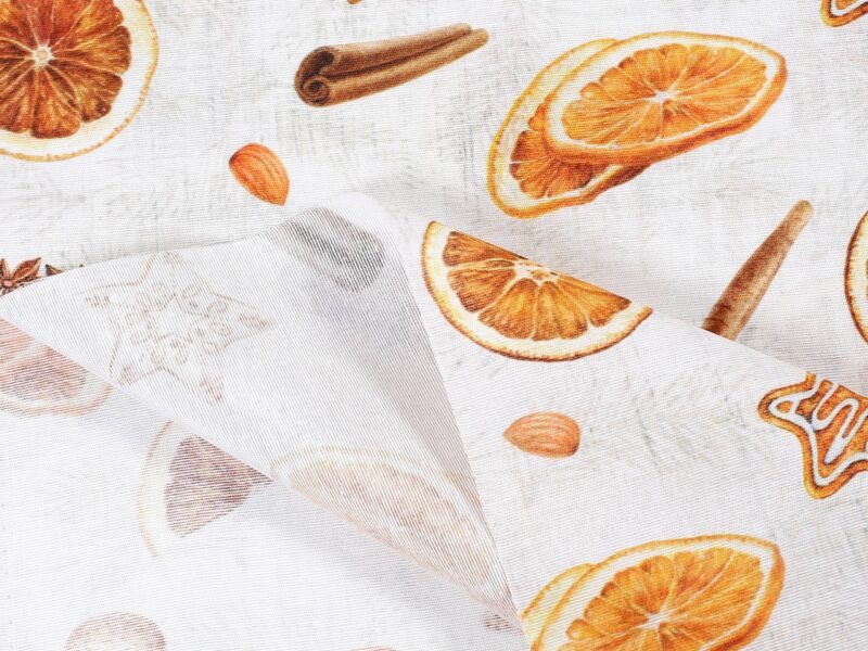 Decorative fabric LONETA orange and cinnamon width 140 cm by Stofex.